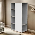 Meuble de rangement enfant - En bois blanc et chant bois - Avec étageres et penderie