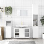 vidaXL Ensemble de meubles salle de bain 3 Pièces blanc bois d'ingénierie