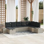 vidaXL Ensemble de canapés de jardin 8 pièces avec coussins en rotin poly gris clair