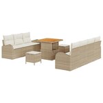 Ensemble de canapés de jardin 10 pièces avec coussins en rotin beige