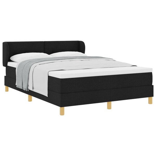Lit Box Spring vidaXL avec Matelas  Noir  140x200 cm  Tissu