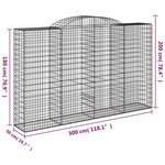 vidaXL Paniers à gabions arqués 11 Pièces 300x50x180/200 cm fer galvanisé