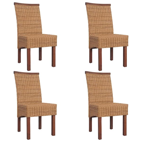 vidaXL Chaises à manger lot de 4 marron rotin naturel