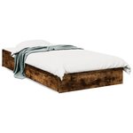 vidaXL Cadre de lit et tiroirs chêne fumé 90x200 cm bois d'ingénierie