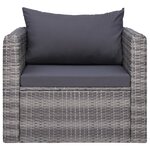 vidaXL Salon de jardin 7 Pièces avec coussins résine tressée gris