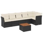 vidaXL Salon de jardin 7 Pièces avec coussins noir résine tressée
