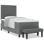 vidaXL Lit avec Sommier et Matelas & Banquette Gris Foncé 90x200 cm Tissu