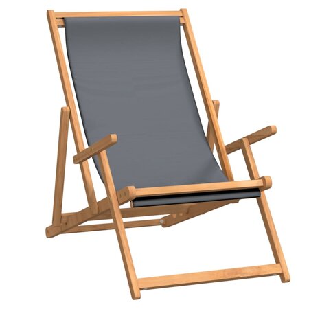 vidaXL Chaise de plage pliable Bois de teck solide Gris