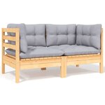 Salon de jardin meuble d'extérieur ensemble de mobilier 4 pièces avec coussins gris bois de pin massif 02_0016131