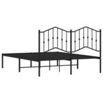 vidaXL Cadre de lit métal sans matelas avec tête de lit noir 140x200cm