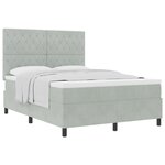 Lit à ressorts avec matelas vidaXL Gris clair 140x200 cm Velours