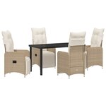 vidaXL Set de jardin 5 pièces avec coussins Beige Poly Rotin