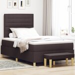 vidaXL Lit Box Spring avec Matelas & Banc Marron foncé 120x190 cm Tissu