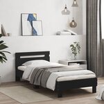vidaXL Cadre de lit sans matelas avec tête de lit noir 90x200 cm