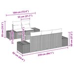 vidaXL Ensemble de Canapé de Jardin 6 Pièces avec Coussins Gris Poly Rotin Acacia