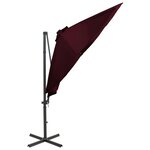 vidaXL Parasol déporté avec mât et lumières LED Rouge bordeaux 300 cm