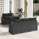vidaXL Ensemble de canapé de jardin 6 pièces avec coussins noir poly rattan