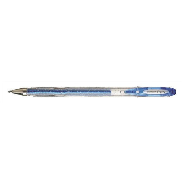Roller encre gel Signo UM120SP pointe large 1mm Bleu Pailleté x 12 UNI-BALL