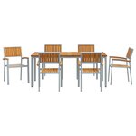 vidaXL Ensemble de salle à manger de jardin 7 pièces en bois d'acacia et métal