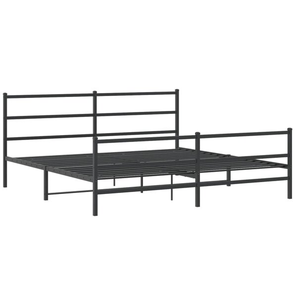 vidaXL Cadre de lit métal avec tête de lit/pied de lit noir 183x213 cm
