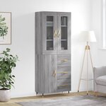 vidaXL Buffet haut Sonoma gris 69 5x34x180 cm Bois d'ingénierie