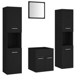 vidaXL Ensemble de meubles de salle de bain Noir Aggloméré