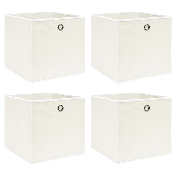 vidaXL Boîtes de rangement 4 Pièces Blanc 32x32x32 cm Tissu