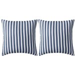 vidaXL Oreiller d'extérieur lot de 2 Impression rayure 45 x 45 cm Bleu