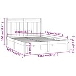 vidaXL Cadre de lit Noir Bois de pin massif 140x190 cm