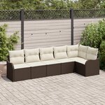 vidaXL Ensemble de Canapé de Jardin 6 Pièces avec Coussins en Poly Rotin Marron