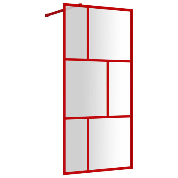 vidaXL Paroi de douche avec verre ESG transparent rouge 80x195 cm