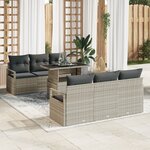vidaXL Ensemble de Canapés de Jardin 7 Pièces avec Coussins Gris Clair Rotin Synthétique