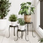 vidaXL Supports pour plantes 3 Pièces noir et blanc céramique