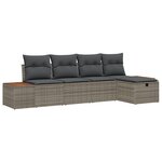 Ensemble de canapé de jardin 5 pièces avec coussins gris en poly rattan
