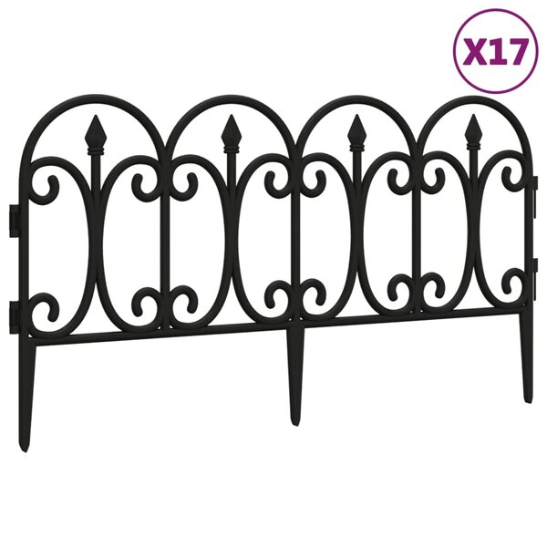 vidaXL Bordures de pelouse 17 Pièces Noir 10 m PP