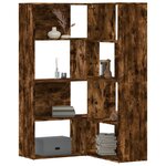 vidaXL Bibliothèque d'angle à 4 niveaux chêne fumé bois d'ingénierie
