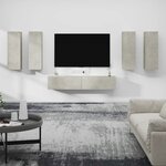 vidaXL Ensemble de meubles TV 6 Pièces Gris béton Bois d'ingénierie