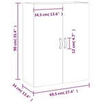vidaXL Armoire murale blanc brillant 69 5x34x90 cm