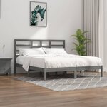 vidaXL Cadre de lit Gris Bois massif 200x200 cm
