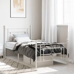 vidaXL Cadre de lit métal sans matelas avec pied de lit blanc 90x190cm