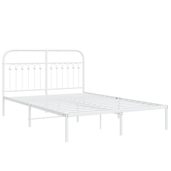 vidaXL Cadre de lit métal avec tête de lit blanc 140x200 cm