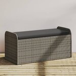 vidaXL Banc de rangement avec coussin gris 115x51x52 cm résine tressée