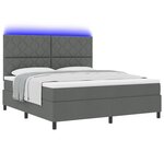 vidaXL Lit avec matelas & LED Gris foncé 180x200 cm Tissu