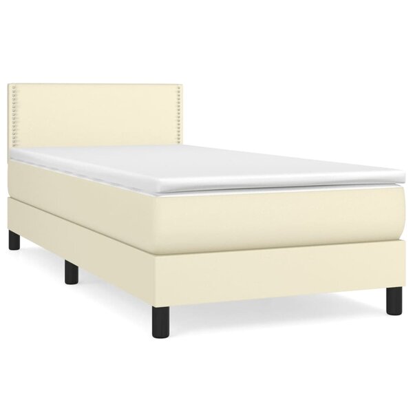 vidaXL Sommier à lattes de lit avec matelas Crème 100x200cm Similicuir