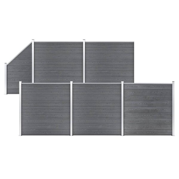 vidaXL Ensemble de clôture WPC 5 Carré + 1 Incliné 965 x 186 cm Gris