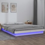 vidaXL Cadre de lit à LED blanc 180x200 cm Super King bois massif