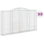 vidaXL Paniers à gabions arqués 9 Pièces 300x30x160/180 cm fer galvanisé