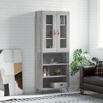 vidaXL Buffet haut Sonoma gris 69 5x34x180 cm Bois d'ingénierie