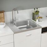 vidaXL Jeu d'évier de cuisine et égouttoir argenté 500x600x155 mm inox
