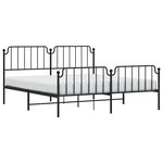 vidaXL Cadre de lit métal sans matelas avec pied de lit noir 183x213cm